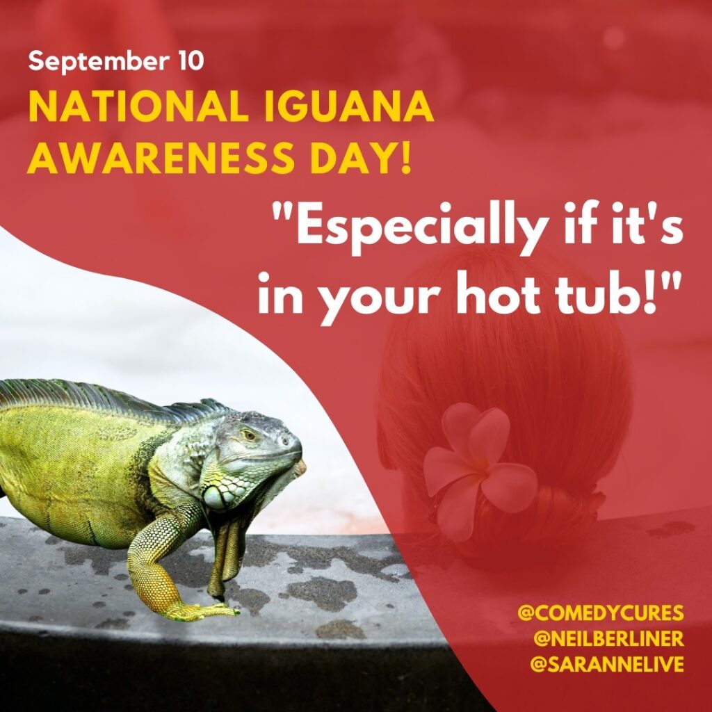 September 10 is National Iguana Awareness Day! "Especially if it's in your hot tub!"